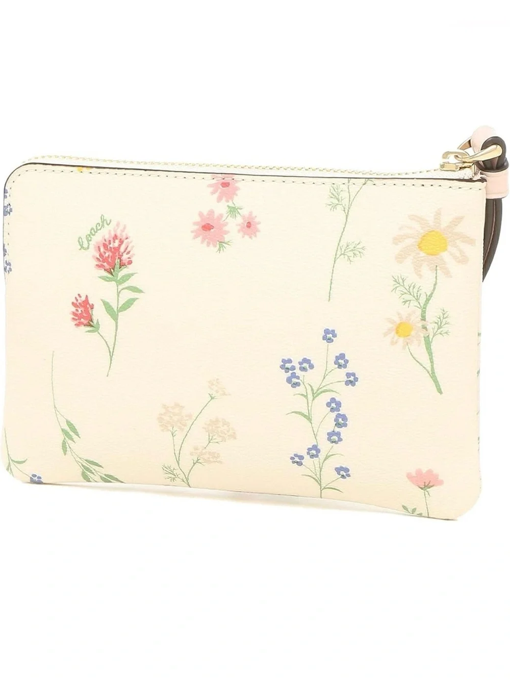 COACH Cream Floral Wristlet with Removable Strap
